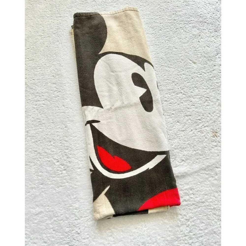 Vintage style Mickey Mouse Beach towel - 53x29.5 inches - grey, black, white, an